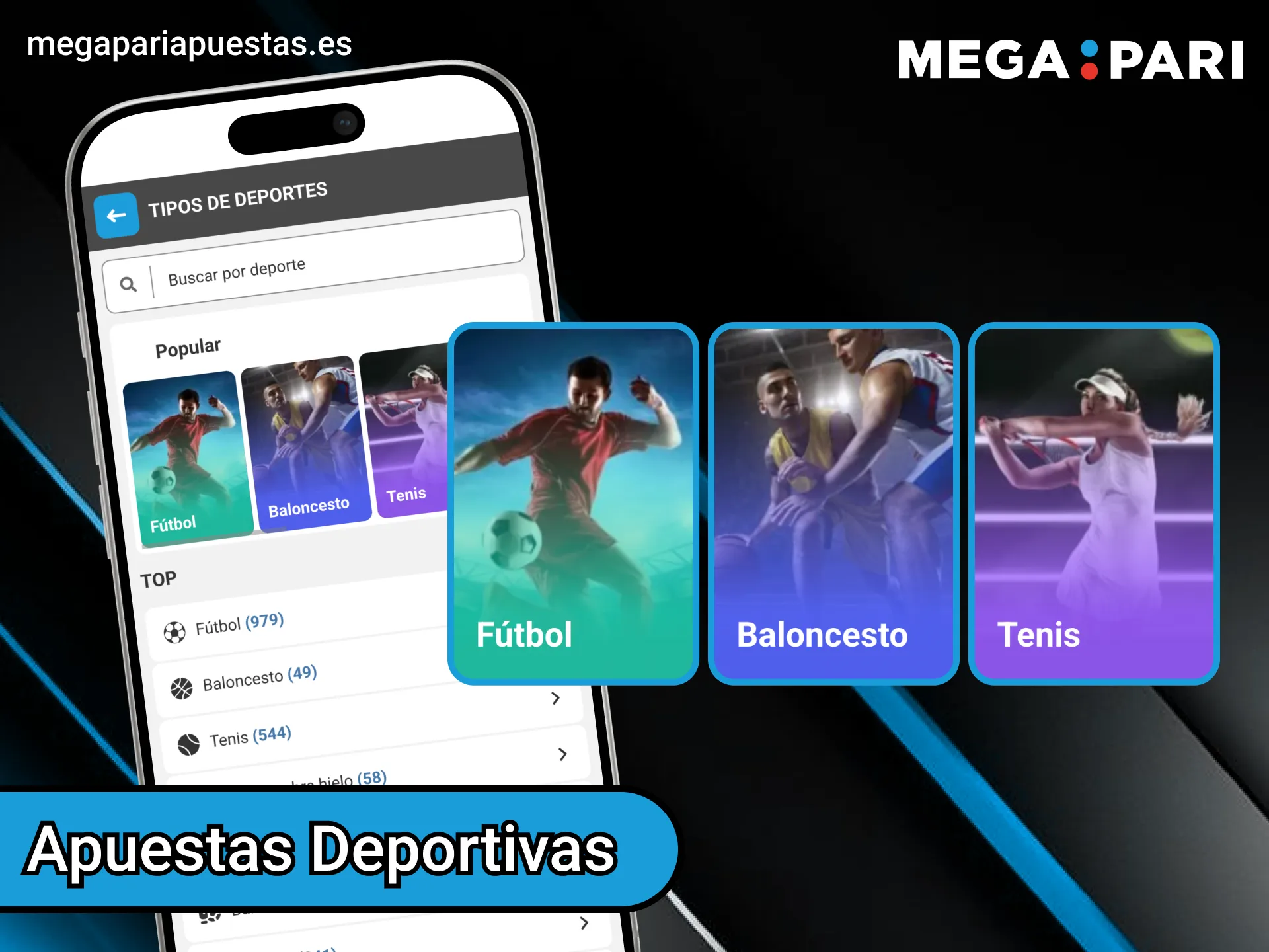 Puedes realizar apuestas en diversos deportes en la aplicación de Megapari.