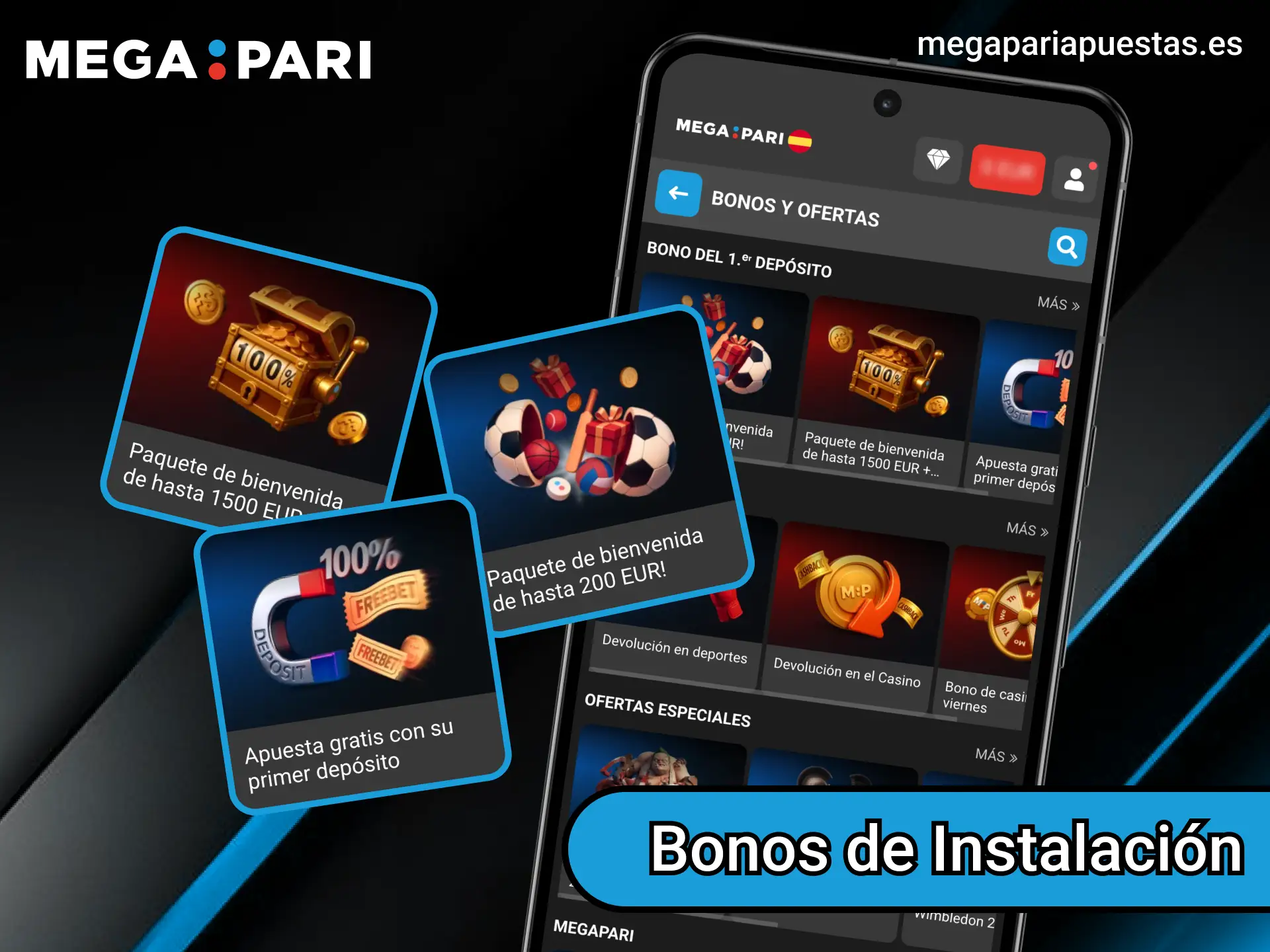 Instala la aplicación de Megapari para aprovechar los bonos de casino y deportes.
