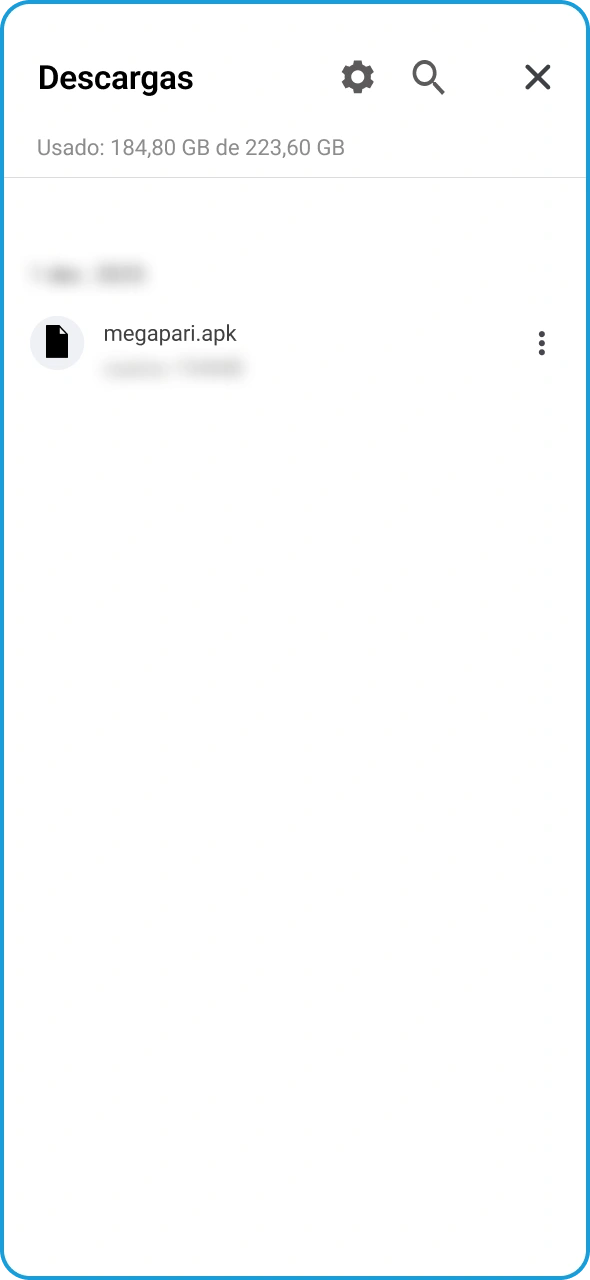 Busca el archivo de Megapari en la carpeta de descargas de tu dispositivo.