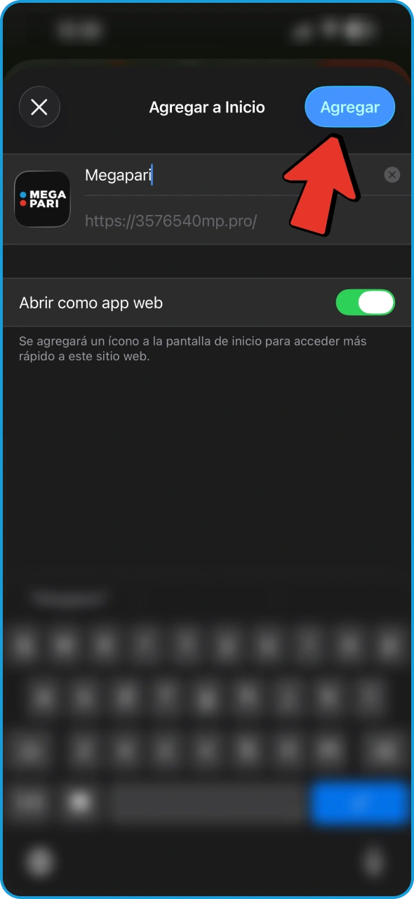 Añade el icono de la aplicación Megapari a tu pantalla de inicio.