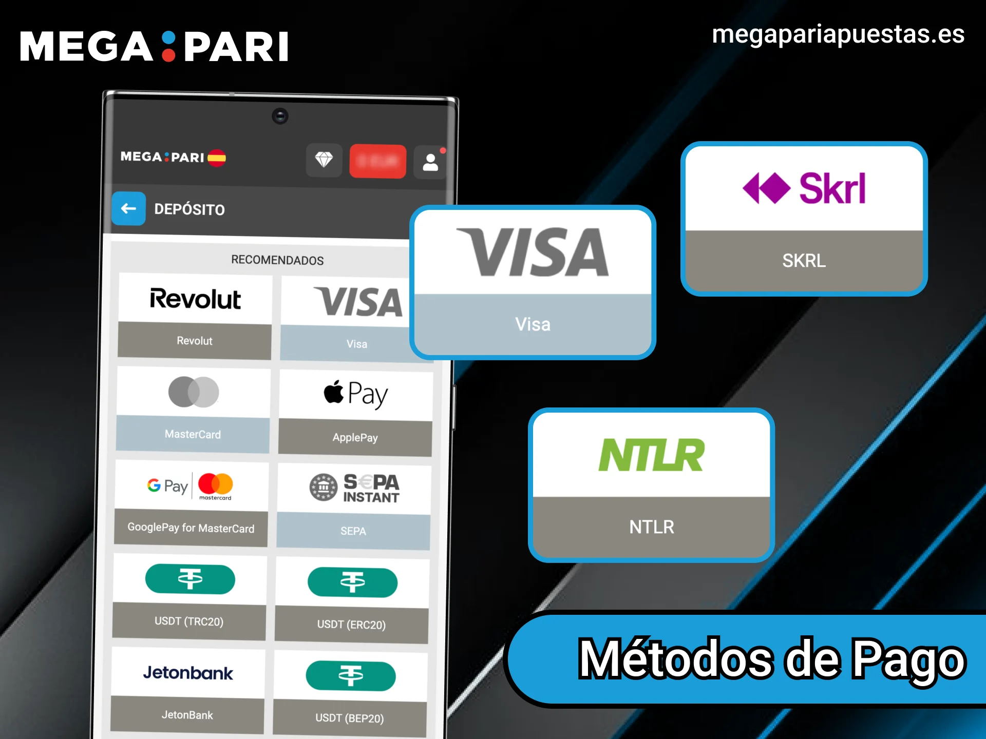 La aplicación de Megapari ofrece métodos de pago rápidos y seguros.