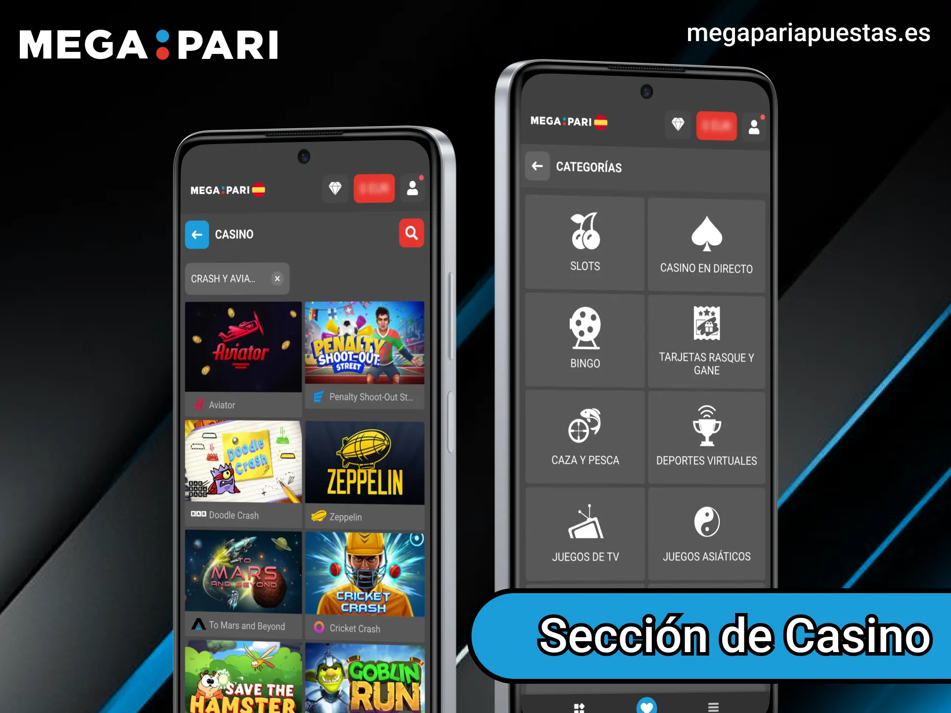 Disfruta jugando a juegos de casino y gana al instante en la aplicación de Megapari.