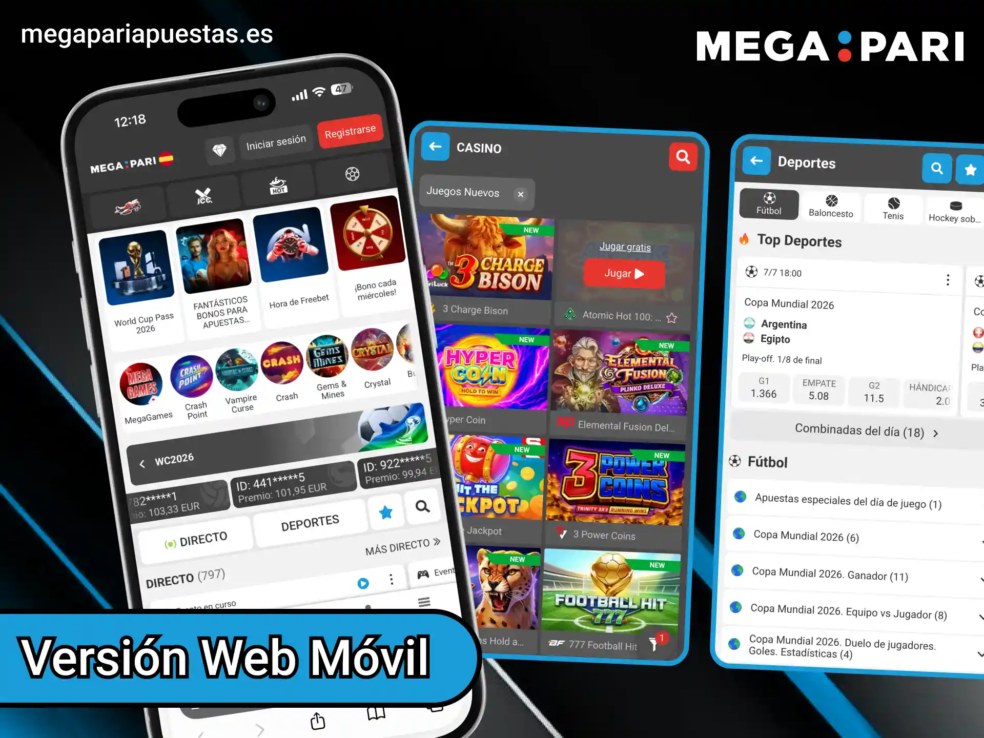 La versión web de la plataforma Megapari ofrece las mismas funciones.