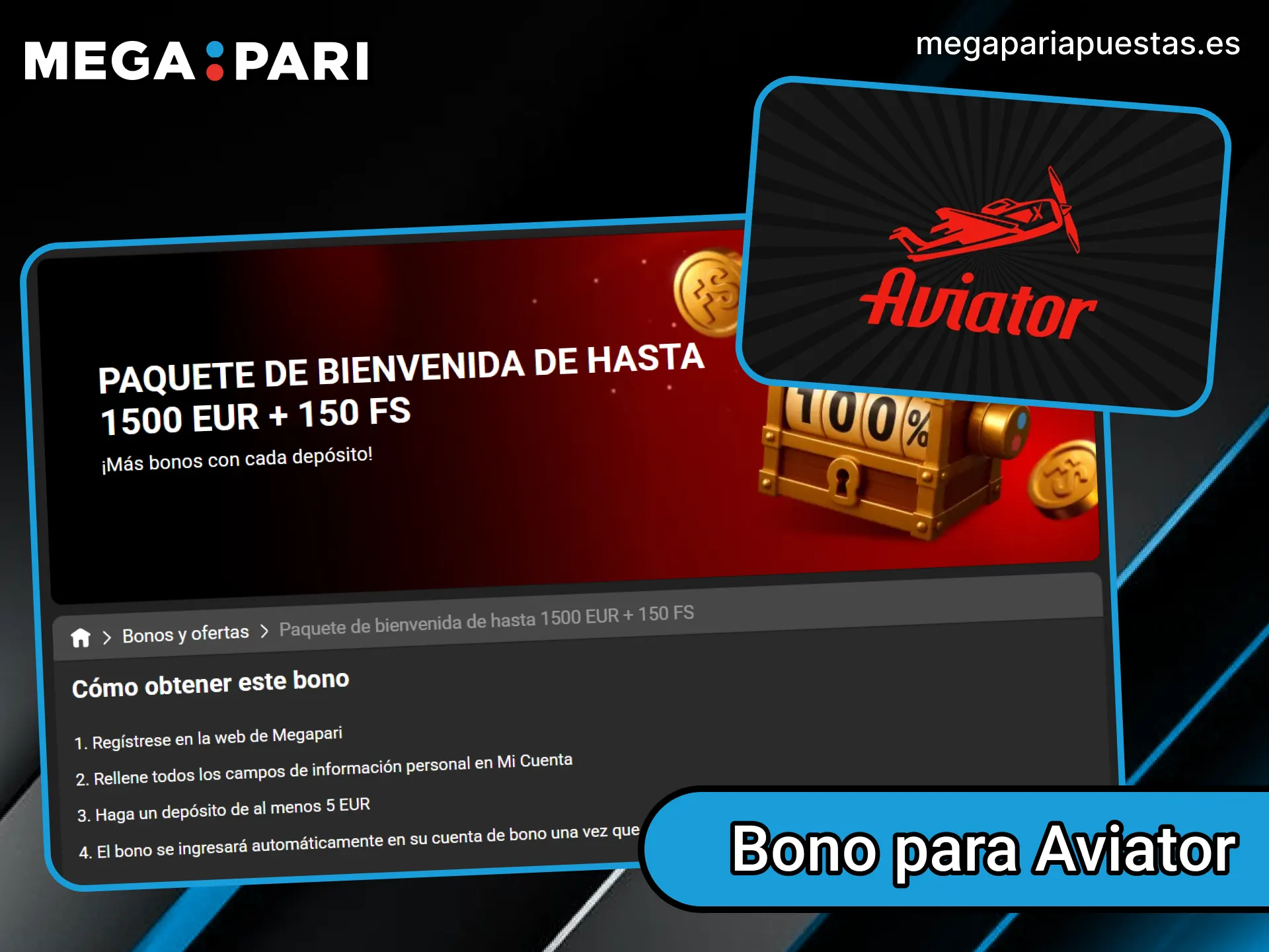 Reclama el bono de bienvenida del casino MegaPari para jugar a lo grande en Aviator.