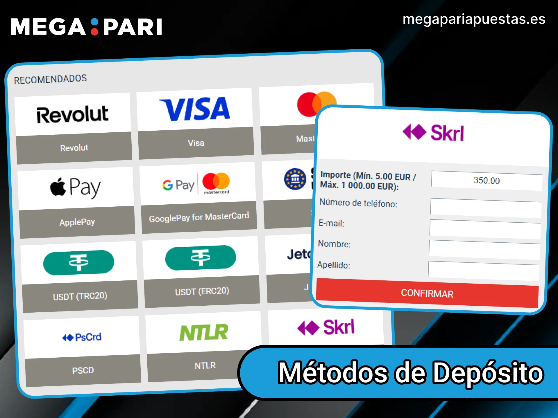Deposita fondos para apostar en MegaPari Aviator con el método que prefieras.