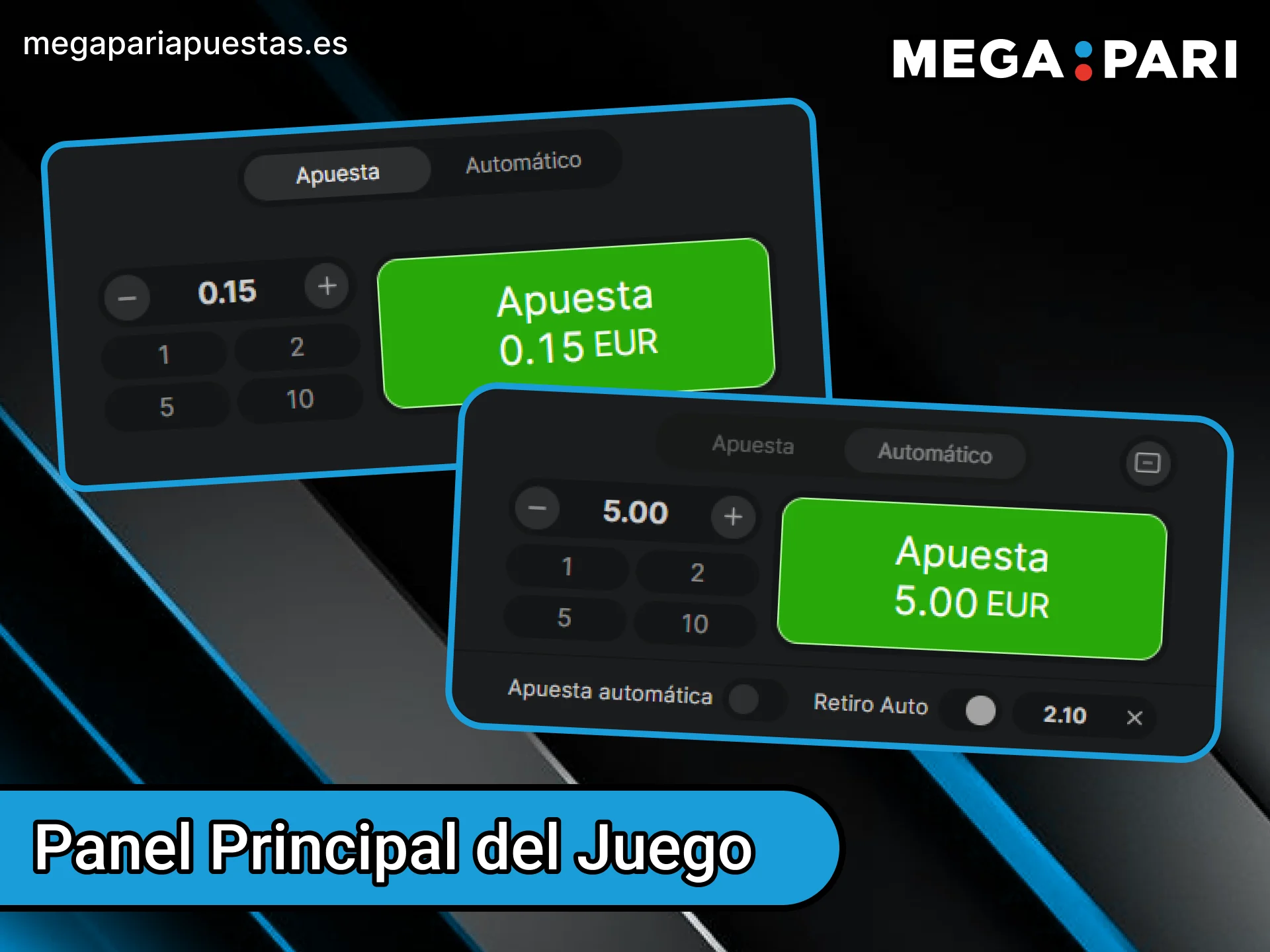 Seleccione su tipo de apuesta en el panel principal de la interfaz MegaPari Aviator.