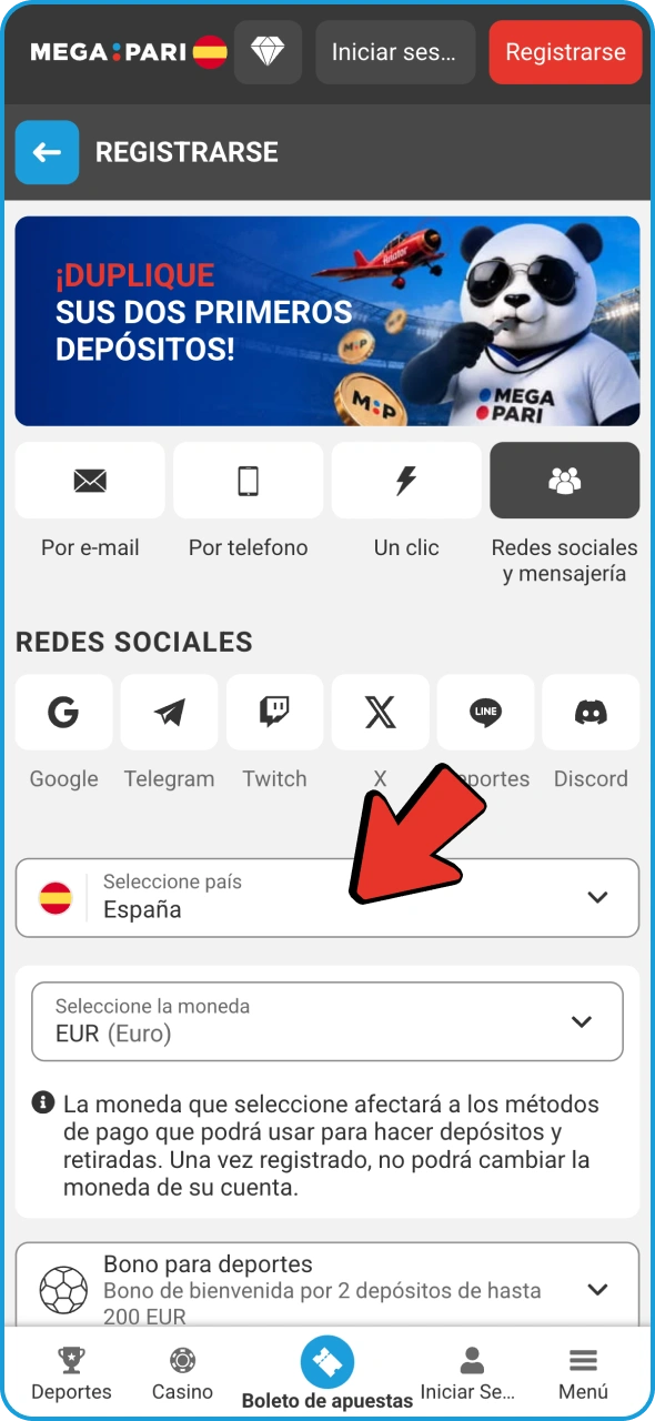 Rellena el formulario para completar el registro en Megapari Aviatrix.
