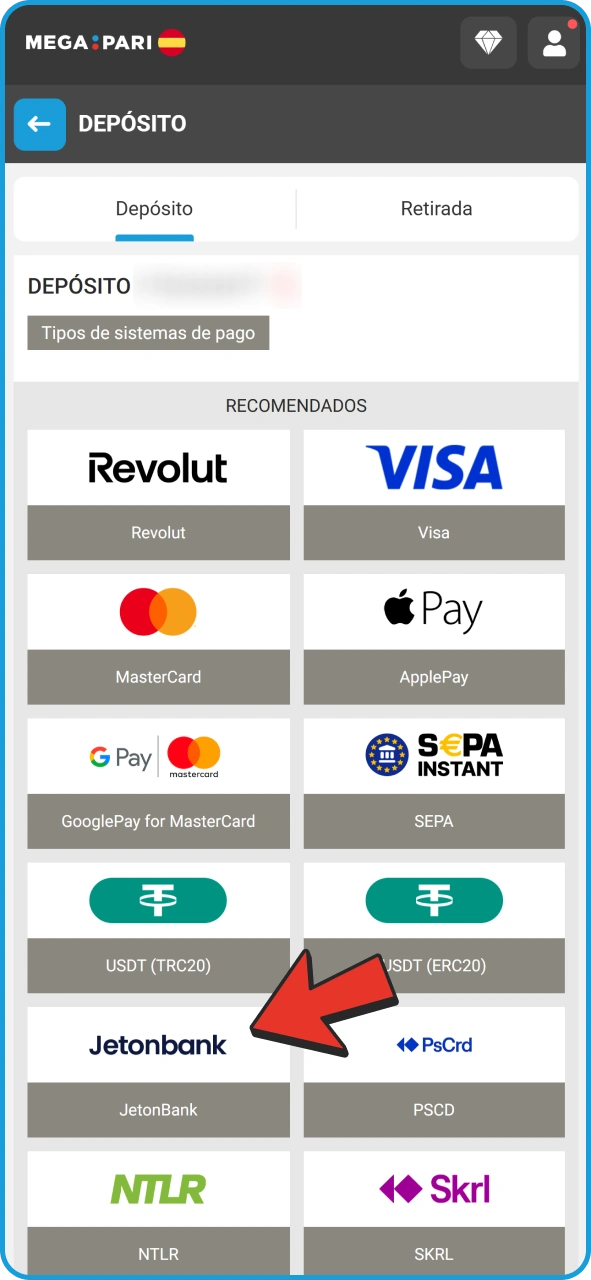 Realiza un depósito para reclamar el bono de bienvenida de MegaPari.