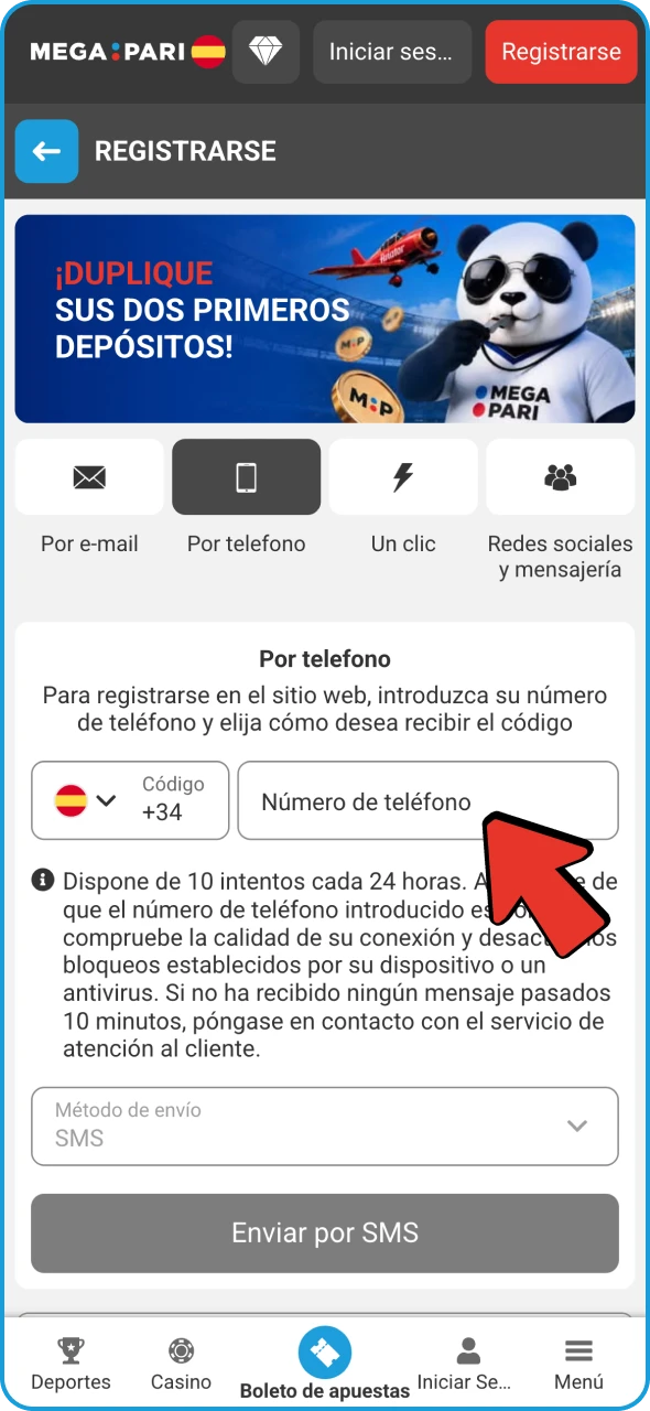 Empieza por crear tu cuenta en la plataforma Megapari.