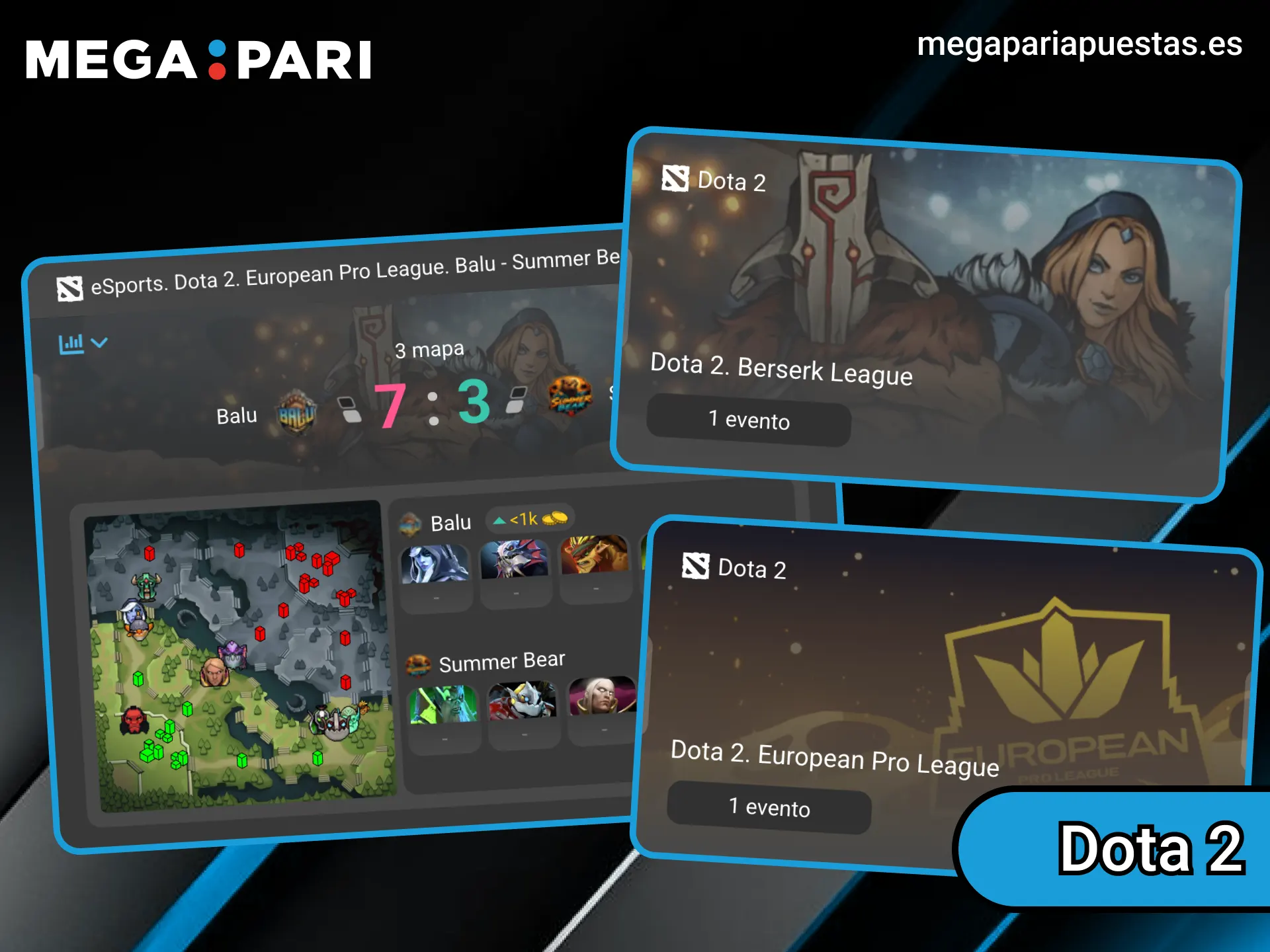 Megapari te ofrece la posibilidad de apostar en diversos torneos y partidos de Dota 2.