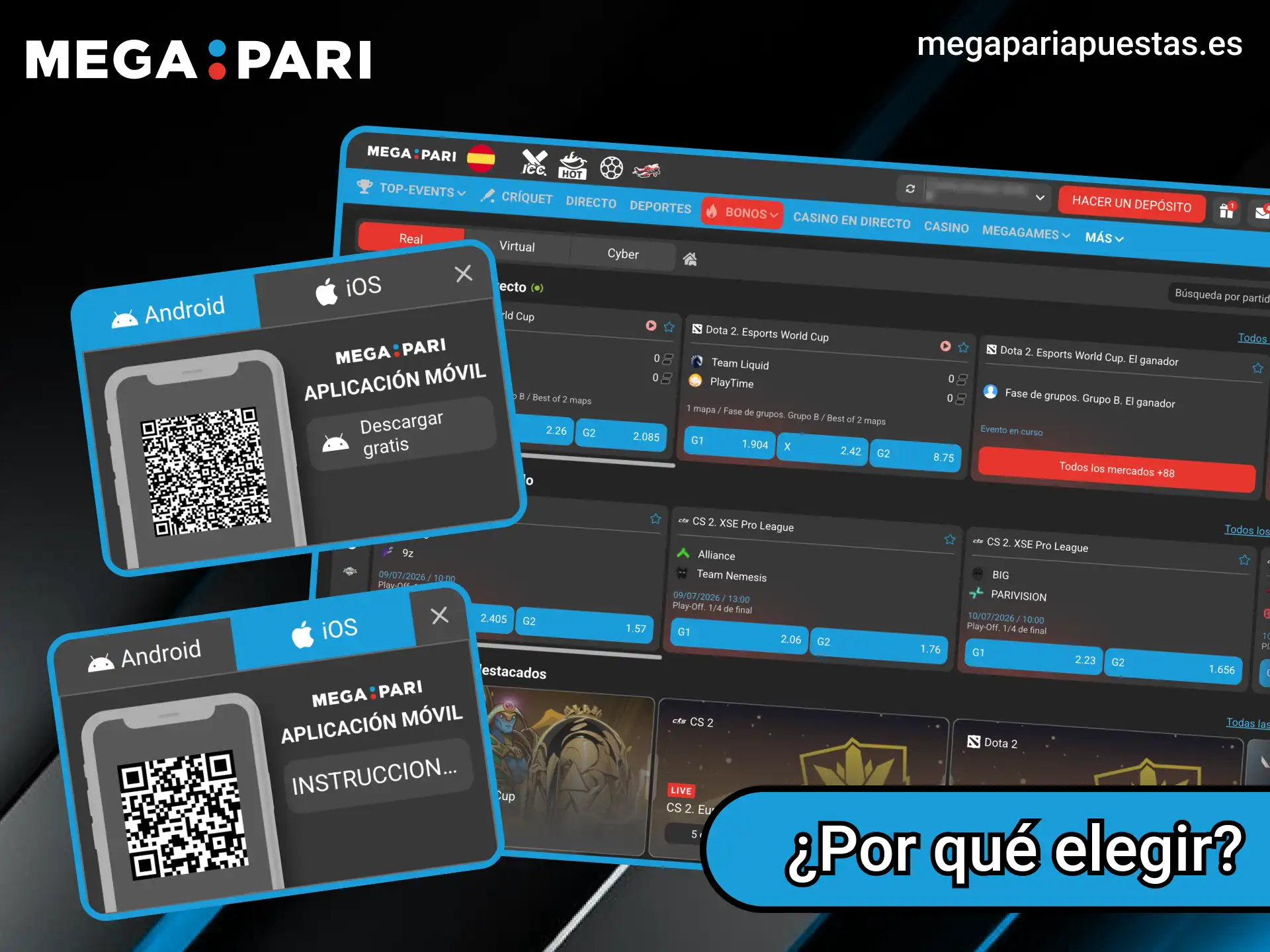 La plataforma Megapari te ofrece algunas ventajas para las apuestas en eSports.