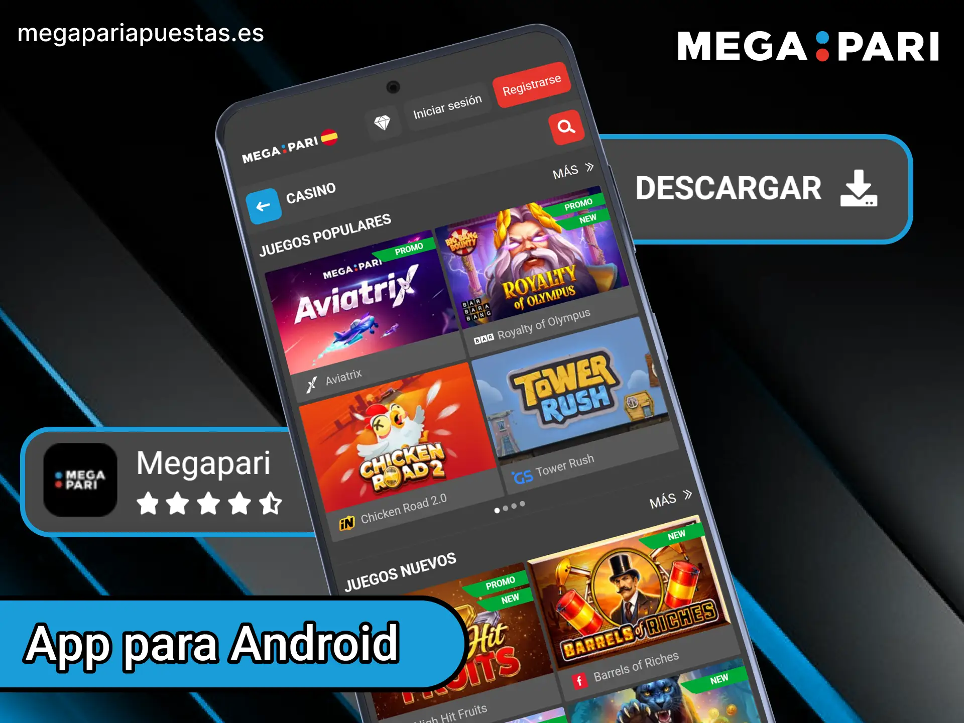 Instala la aplicación móvil para Android y juega cómodamente en MegaPari.