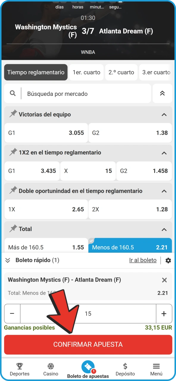 Confirma tu apuesta en MegaPari Sports.