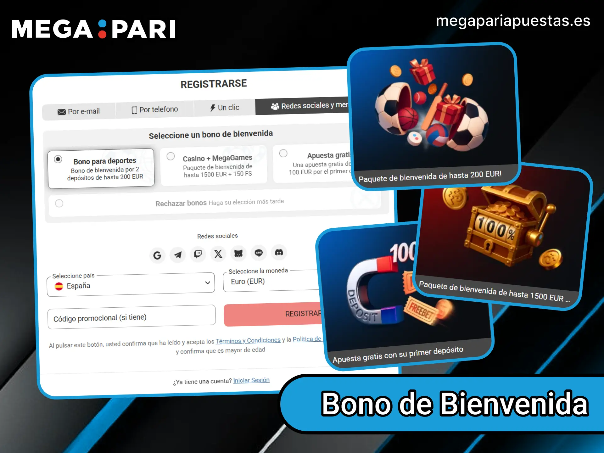 Regístrate ahora y activa el bono de bienvenida en MegaPari.