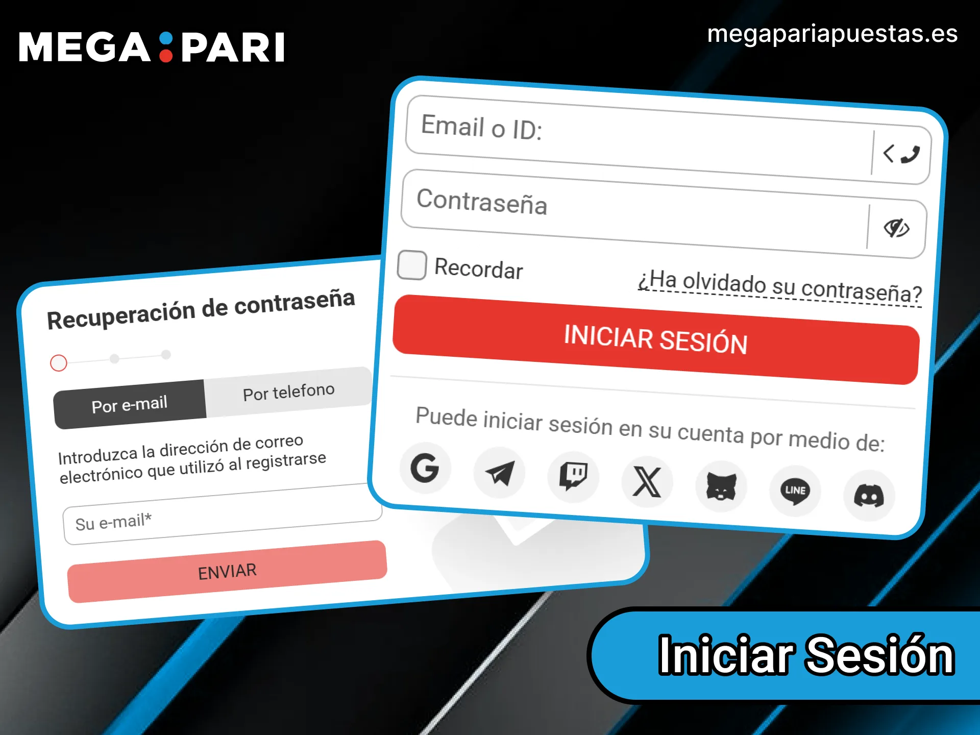 Accede a tu cuenta de usuario para empezar a apostar en MegaPari.
