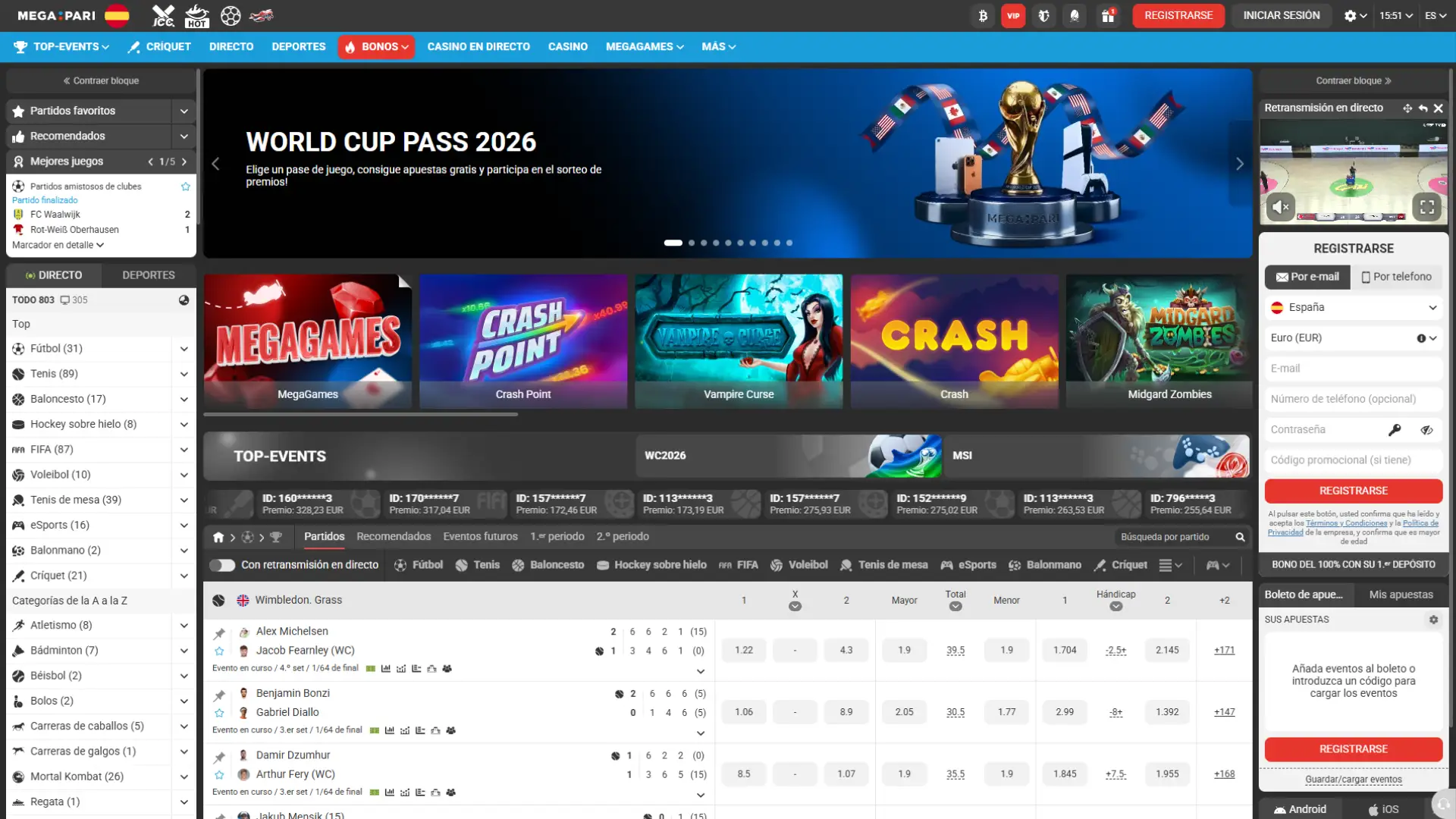 Visita la página principal de MegaPari para conocer las últimas apuestas deportivas y bonos.