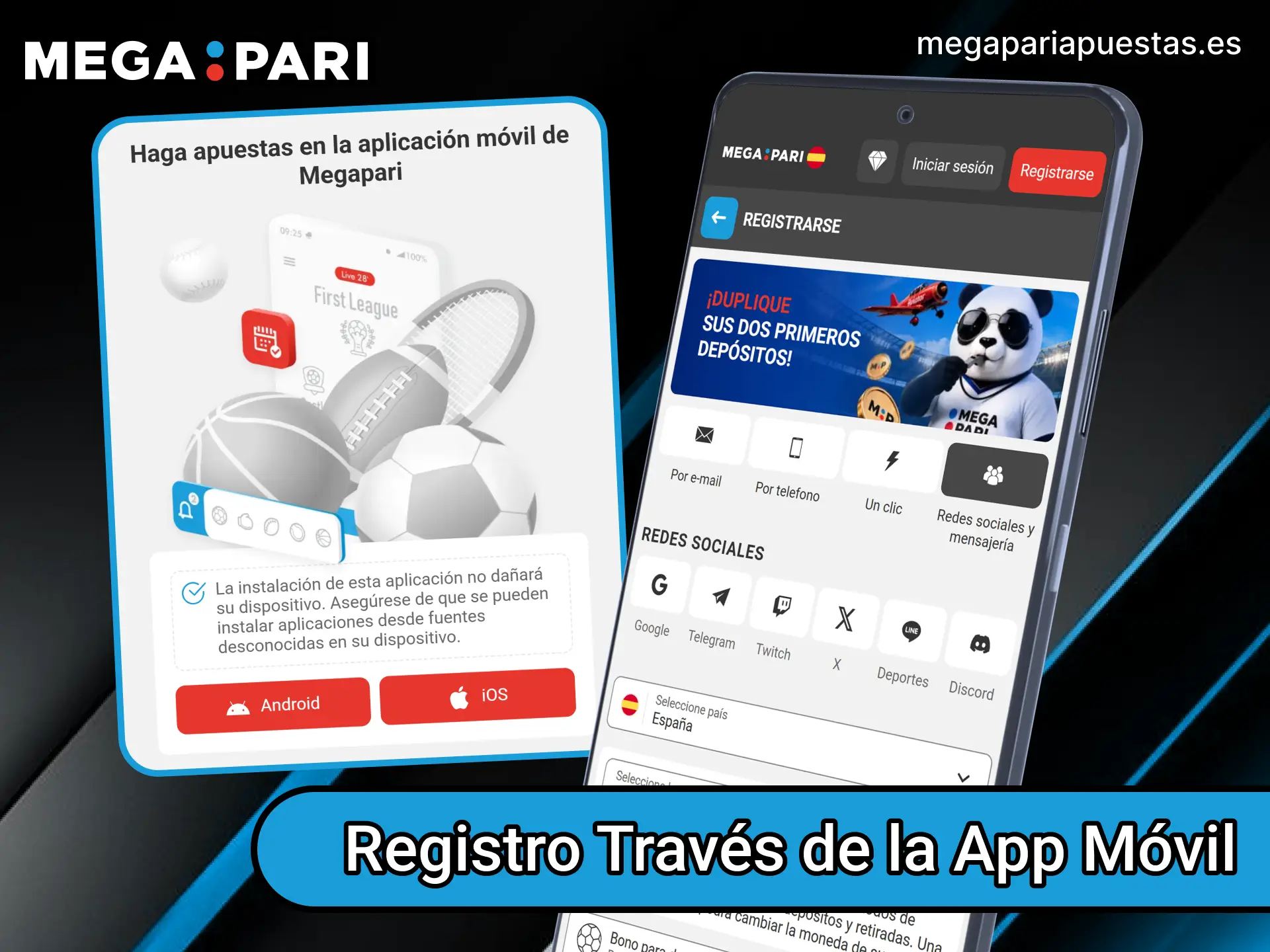 Descarga la app móvil y completa tu registro en MegaPari.