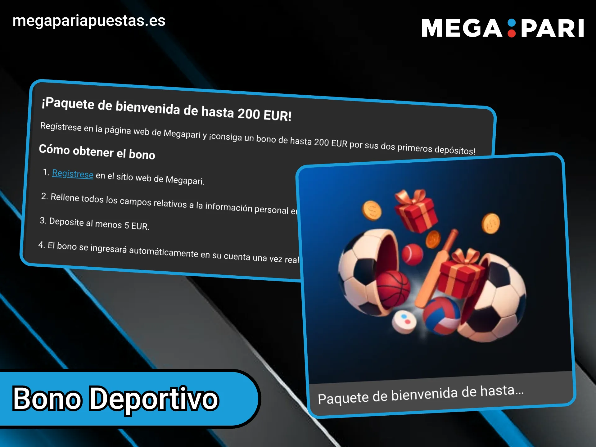 Megapari te ofrece un bono de bienvenida para deportes.