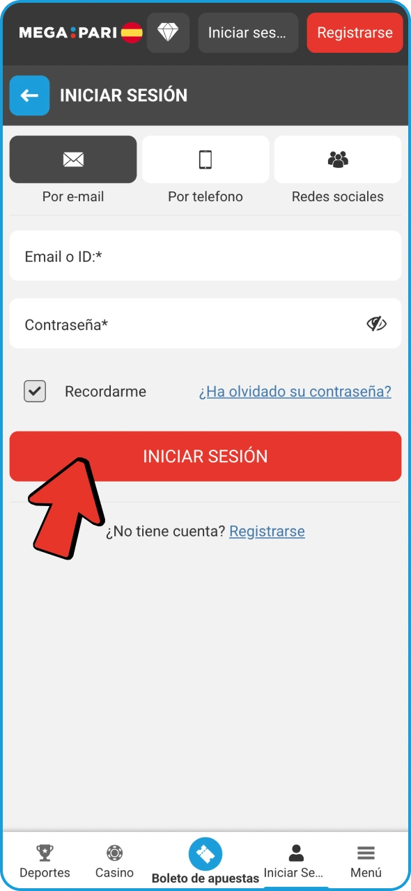 Inicia sesión en tu cuenta de Megapari para empezar a jugar.
