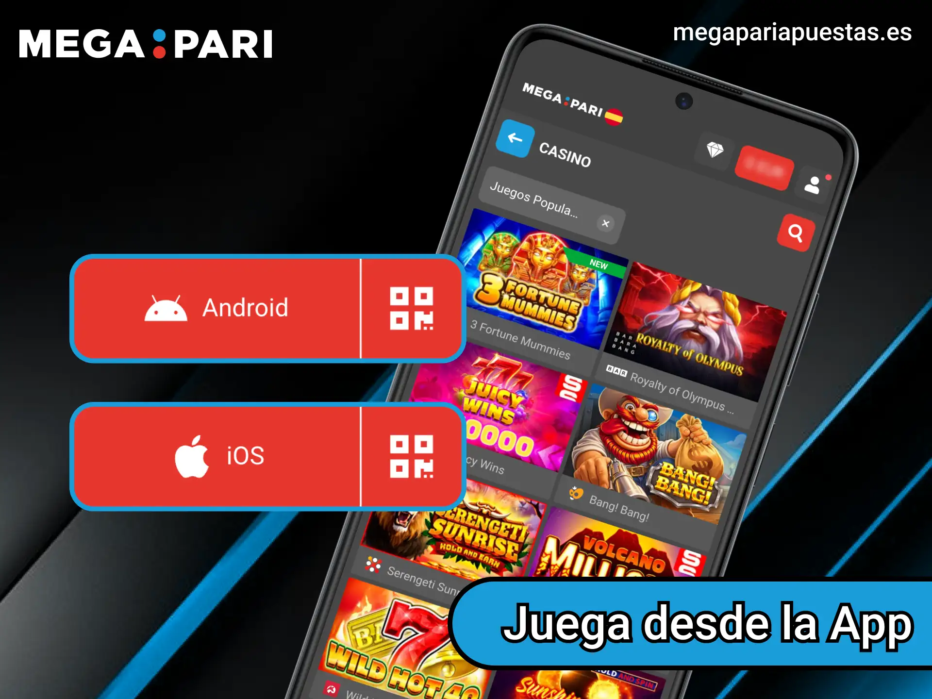 Juega a las tragamonedas online desde tu dispositivo con la aplicación Megapari.